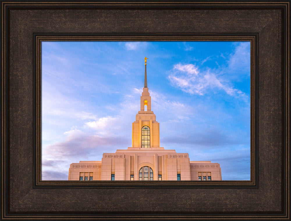 Red Cliffs Utah Temple - Pink Sky - framed giclee canvas