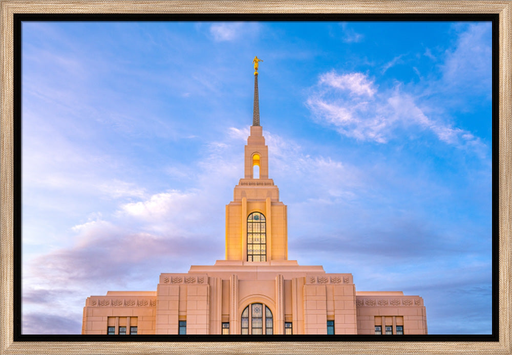 Red Cliffs Utah Temple - Pink Sky - framed giclee canvas