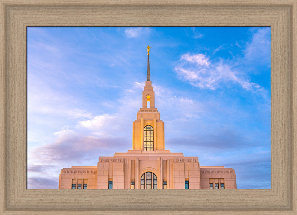 Red Cliffs Utah Temple - Pink Sky - framed giclee canvas