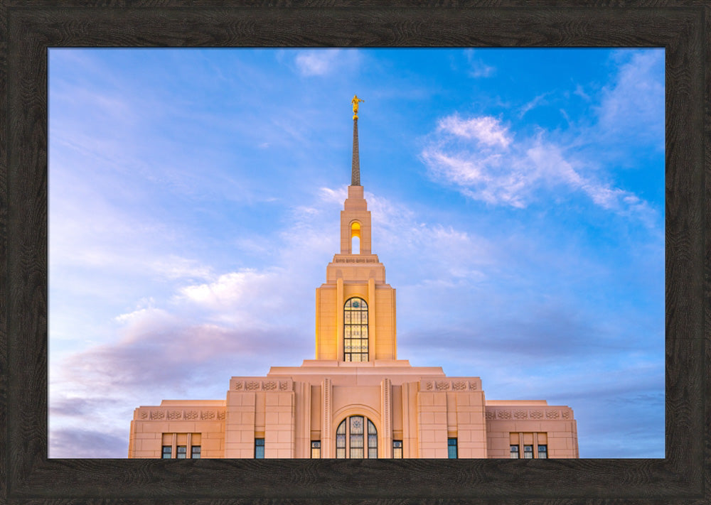 Red Cliffs Utah Temple - Pink Sky - framed giclee canvas