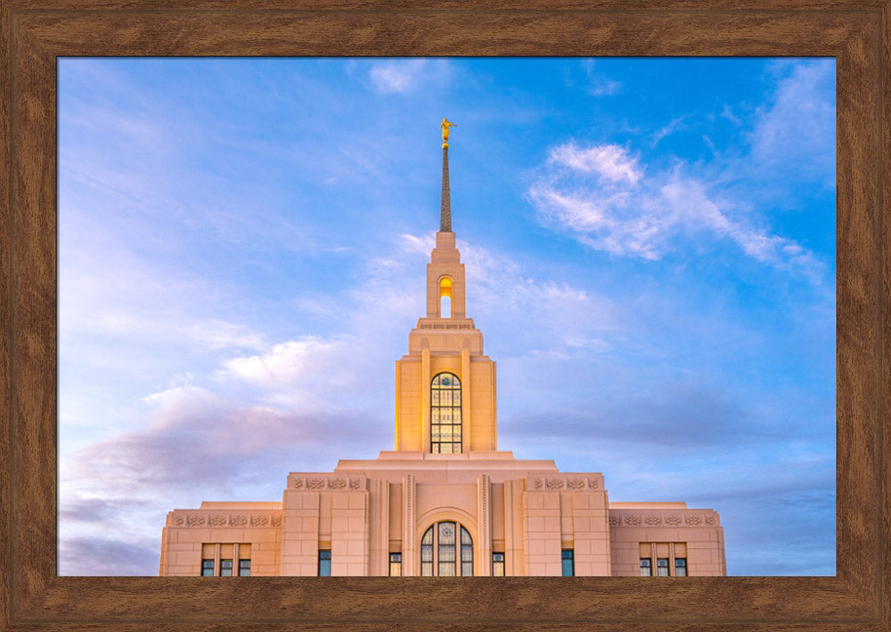 Red Cliffs Utah Temple - Pink Sky - framed giclee canvas