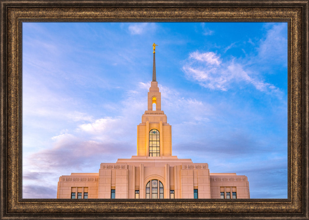 Red Cliffs Utah Temple - Pink Sky - framed giclee canvas