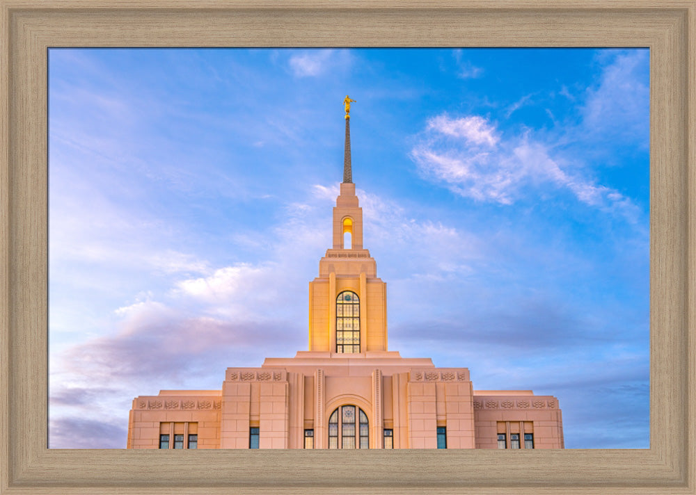 Red Cliffs Utah Temple - Pink Sky - framed giclee canvas