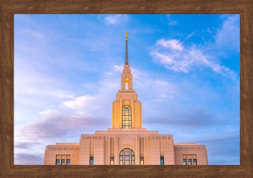 Red Cliffs Utah Temple - Pink Sky - framed giclee canvas