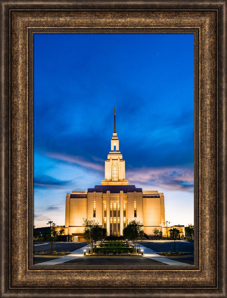 Red Cliffs Utah Temple - Evening Shadows - framed giclee canvas