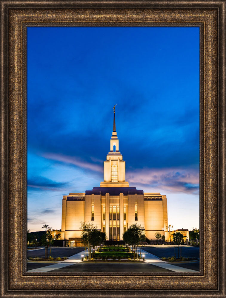 Red Cliffs Utah Temple - Evening Shadows - framed giclee canvas