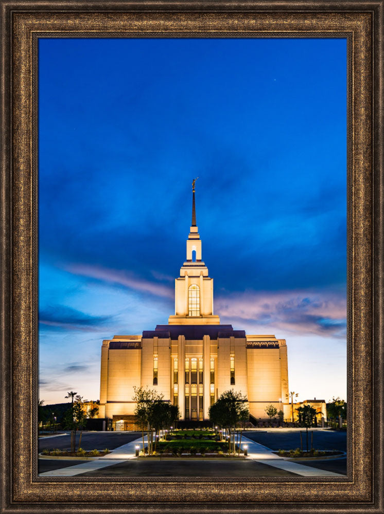 Red Cliffs Utah Temple - Evening Shadows - framed giclee canvas