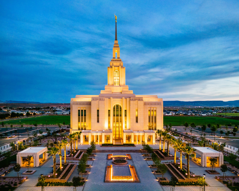 Red Cliffs Utah Temple - Evening Glow - 8x10 giclee paper print