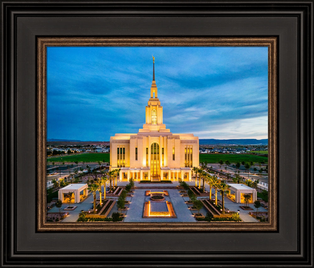 Red Cliffs Utah Temple - Evening Glow - framed giclee canvas