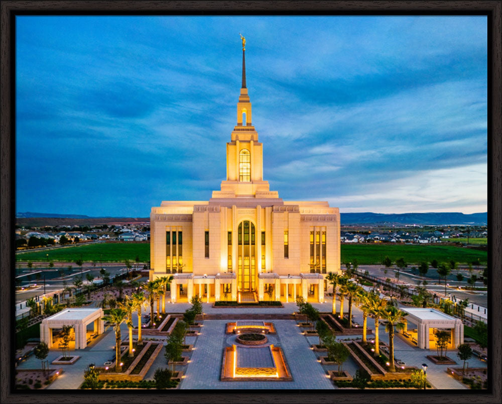 Red Cliffs Utah Temple - Evening Glow - framed giclee canvas