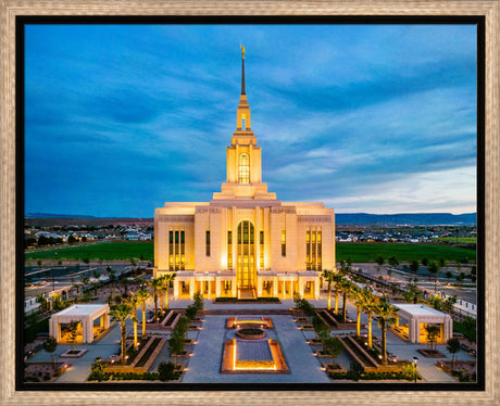 Red Cliffs Utah Temple - Evening Glow - framed giclee canvas