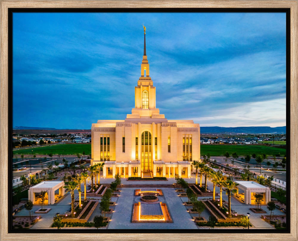 Red Cliffs Utah Temple - Evening Glow - framed giclee canvas