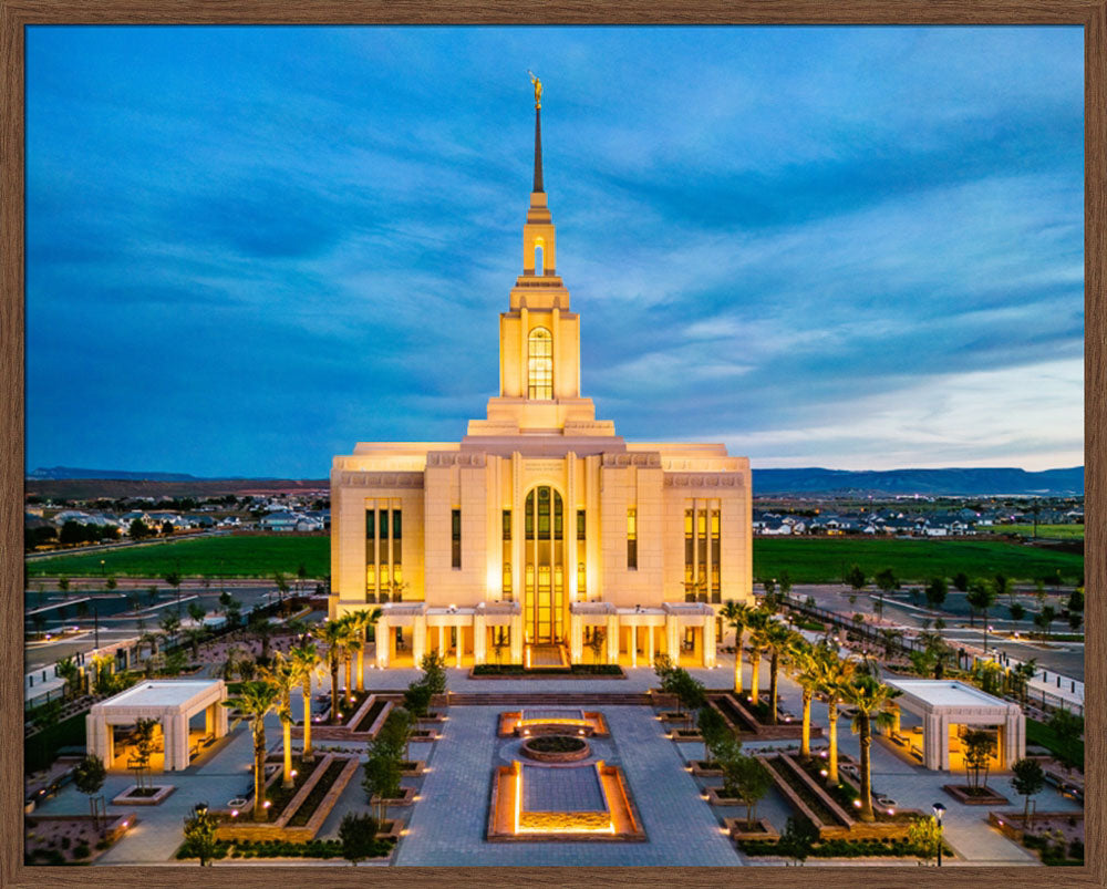 Red Cliffs Utah Temple - Evening Glow - framed giclee canvas