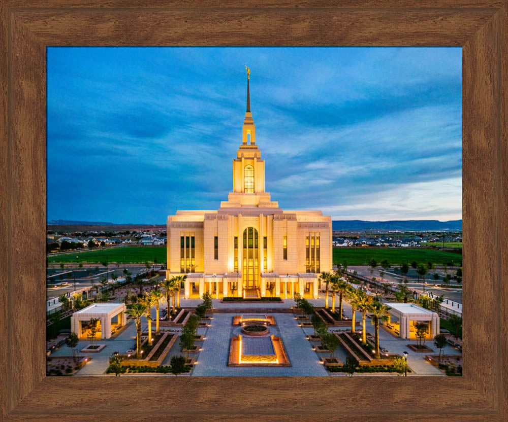 Red Cliffs Utah Temple - Evening Glow - framed giclee canvas