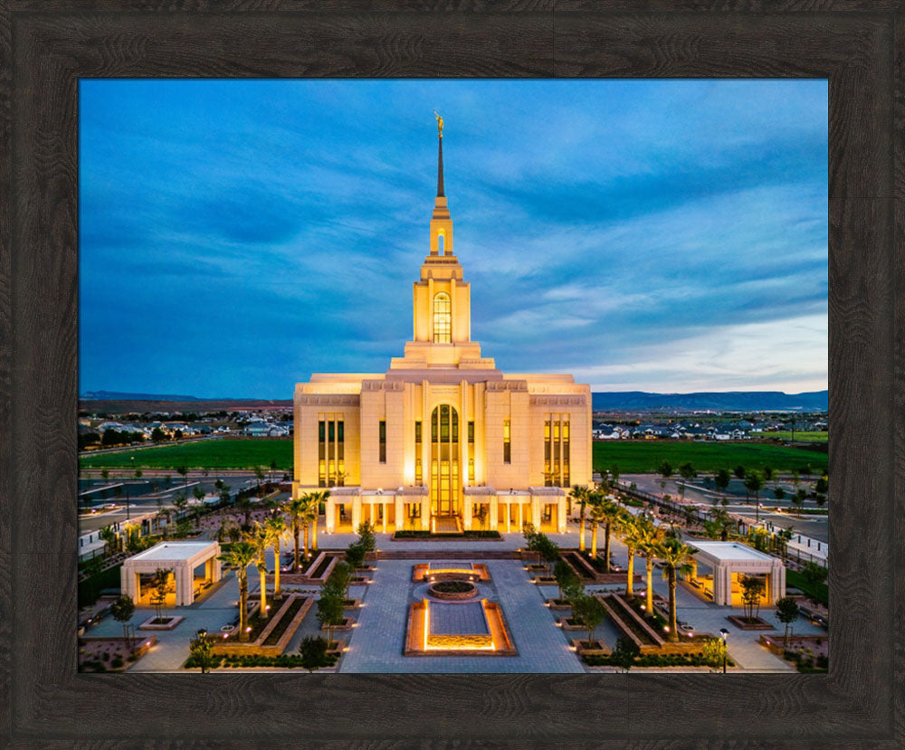 Red Cliffs Utah Temple - Evening Glow - framed giclee canvas