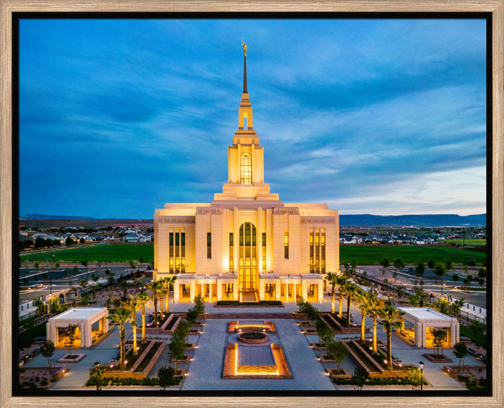 Red Cliffs Utah Temple - Evening Glow - framed giclee canvas