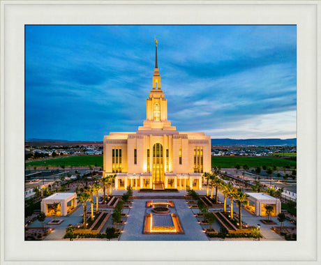 Red Cliffs Utah Temple - Evening Glow - framed giclee canvas