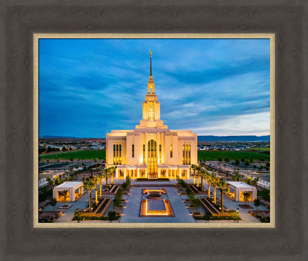 Red Cliffs Utah Temple - Evening Glow - framed giclee canvas