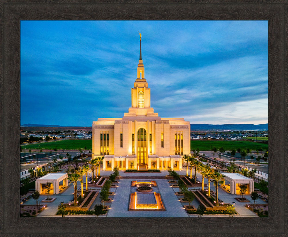 Red Cliffs Utah Temple - Evening Glow - framed giclee canvas