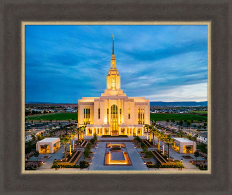 Red Cliffs Utah Temple - Evening Glow - framed giclee canvas