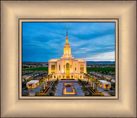 Red Cliffs Utah Temple - Evening Glow - framed giclee canvas