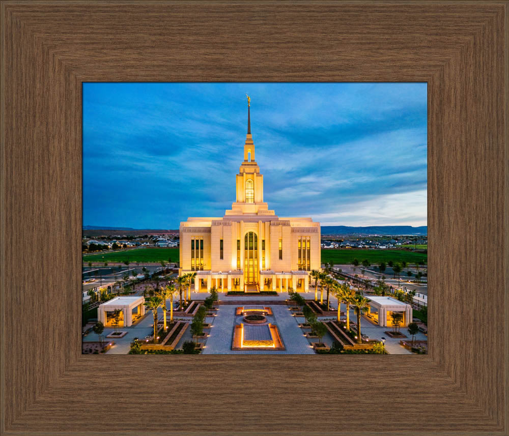 Red Cliffs Utah Temple - Evening Glow - framed giclee canvas