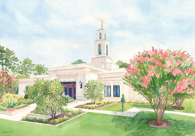 Watercolor painting of New Raleigh LDS Temple