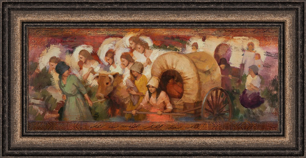 Angels helping women pioneers pull handcarts across the plains. Art 11