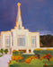 Painting of the Ogden Utah Temple with a blue sky. 