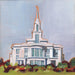 Painting of the Payson Utah Temple with blue skies. 