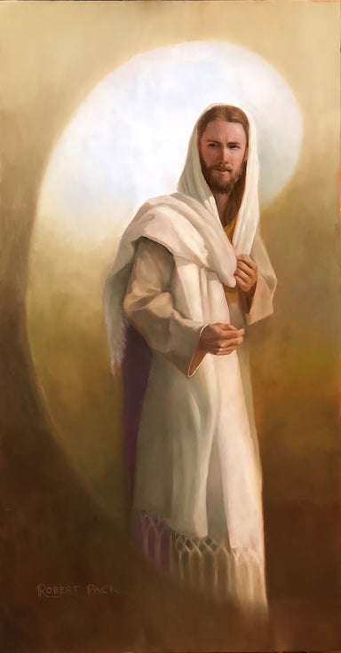 Portrait of Jesus standing looking off to the left. 