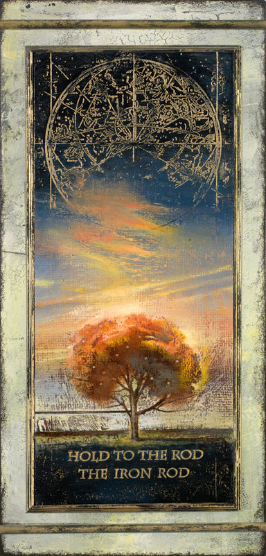 Tree of life with the words Hold to the Rod written below. 