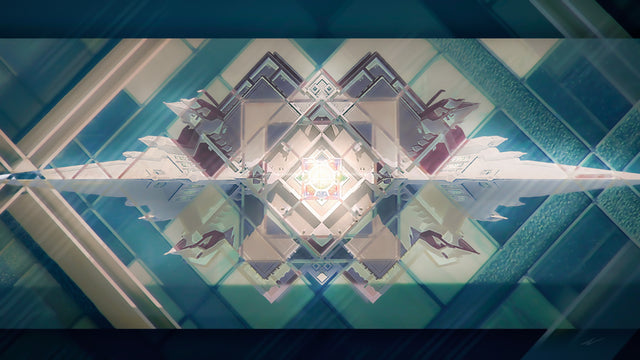 Abstract view of the San Diego Temple, resembling a kaleidoscope.