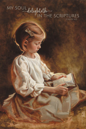 Serene image of open Bible with text 'my soul delights in the scriptures' by Altus Fine Arts.