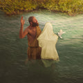 John the Baptist baptizing Jesus.