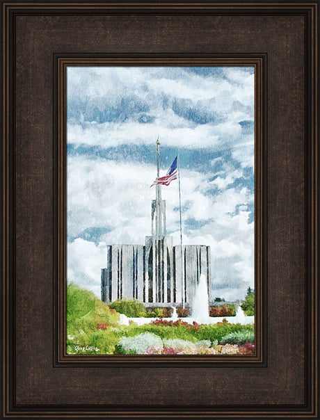 Seattle Temple - US Flag by Greg Collins