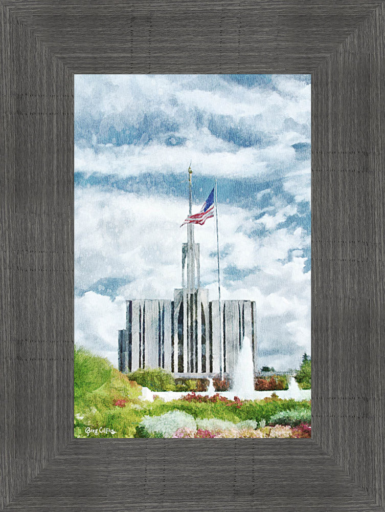 Seattle Temple - US Flag by Greg Collins