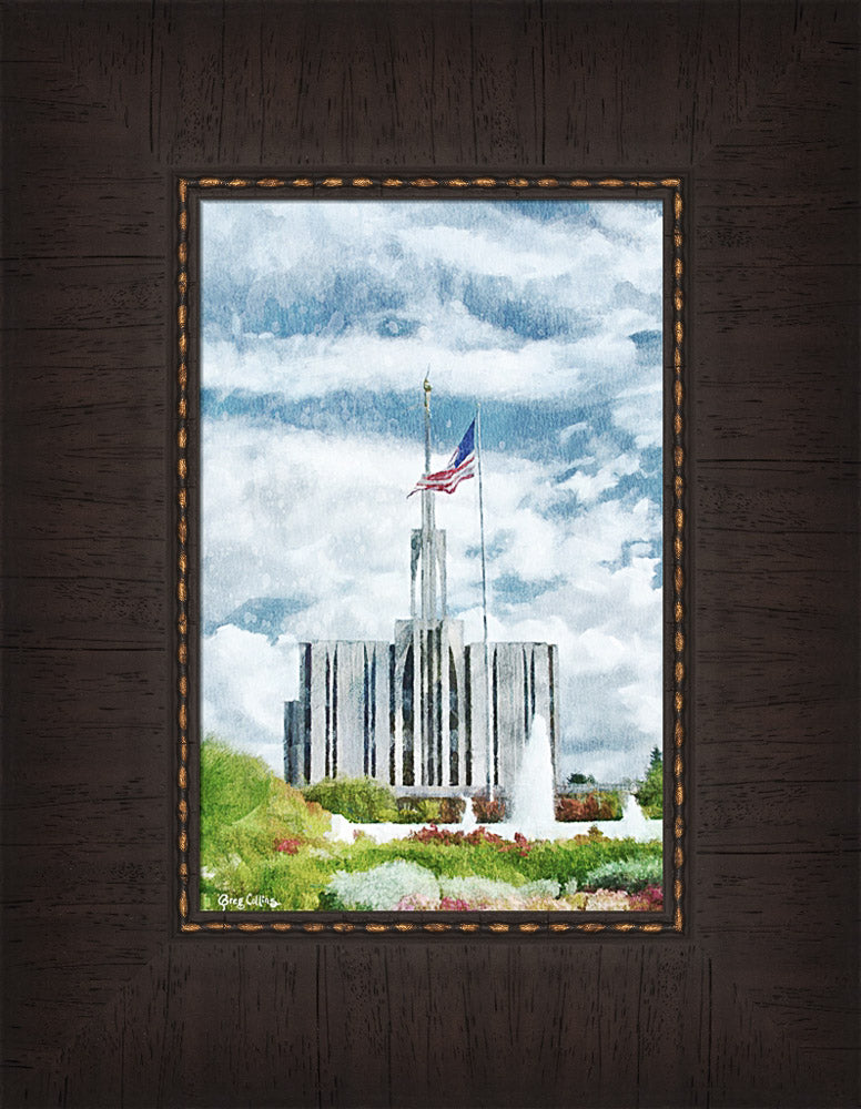 Seattle Temple - US Flag by Greg Collins
