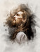 Water color portrait of Jesus Christ. He is looking up toward the Heaven.