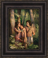 A mother comforting her two young warriors sons in the jungle. Art 14