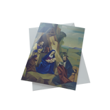 An elegant nativity-themed Christmas card, showcasing the holy scene, ideal for sharing joy during the festive season.