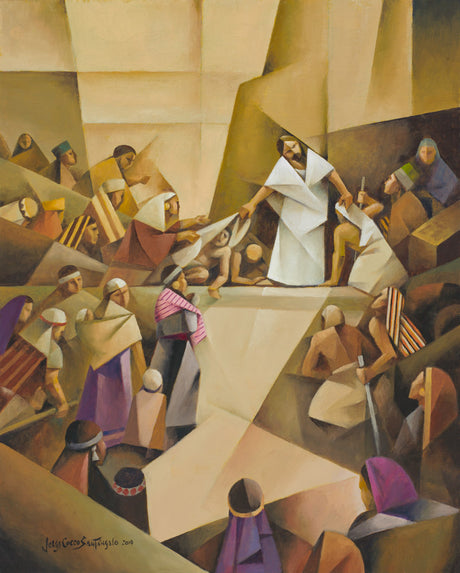 Modern Book of Mormon painting of Jesus healing in the Americas.