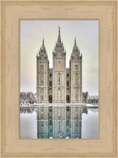 Salt Lake Temple - Snowfall Reflection by Kyle Woodbury