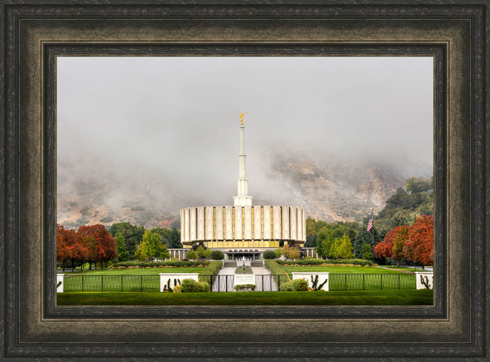 Provo Temple - Fall Fog by Kyle Woodbury