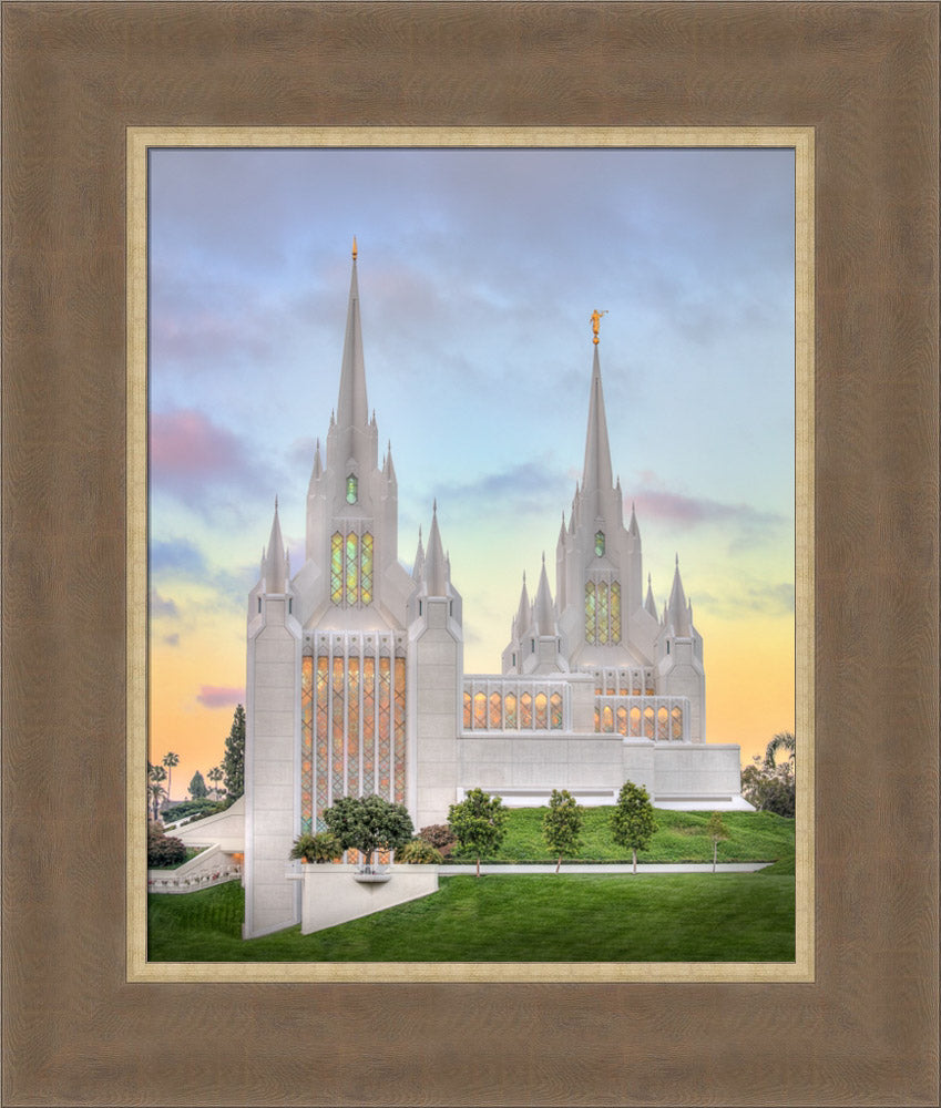 San Diego California Temple - Pastel Sky by Kyle Woodbury