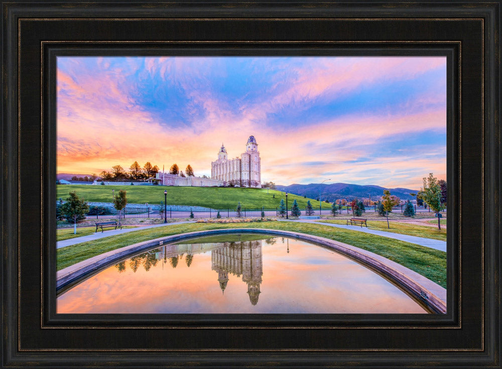 Manti Utah Temple - Reflection Pool by Lance Bertola