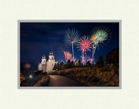 Manti Temple - Fireworks by Lance Bertola