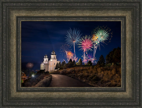 Manti Temple - Fireworks by Lance Bertola