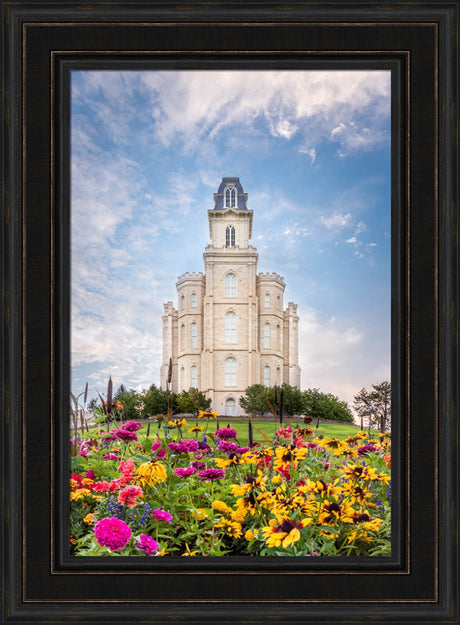 Manti Utah Temple - Summer Flowers by Lance Bertola