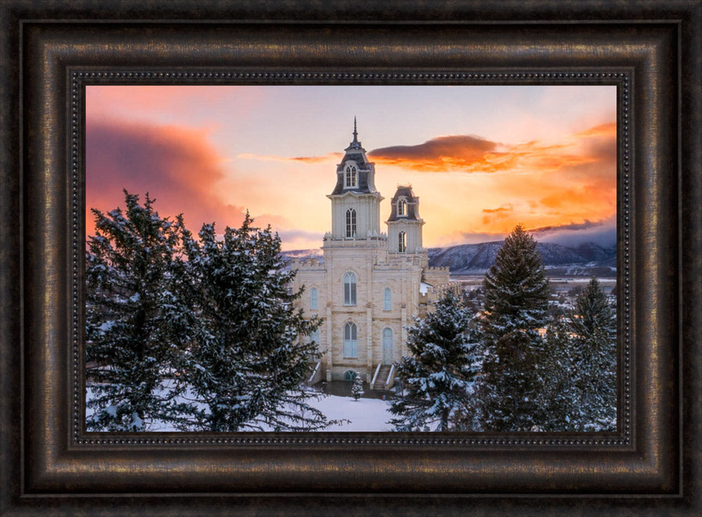 Manti Temple - Snow Covered Valley by Lance Bertola